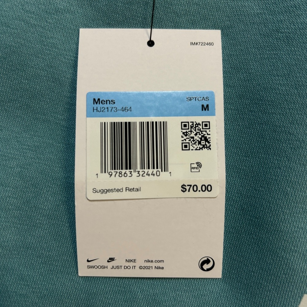 Nike Sportswear Crewneck Sweatshirt HJ2173-464 Teal Blue Mens Size M - Picture 7 of 9